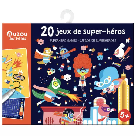 20 láminas con juegos variados - super heroes - Auzou