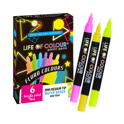 Marcadores Acrilico 3mm - 6 Colores Life Of Colour Fluo